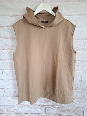 Opus Givers Damen Kapuzenpullover Ärmellos Gr. 44 XXL Beige Sweater Kapuze