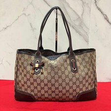 GUCCI Tote bag GG canvas leather Authentic From Japan