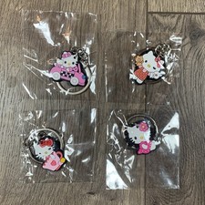 4 x RARE NEW Sanrio Hello Kitty Keychain Charm Figures Rubber and Metal Kawaii
