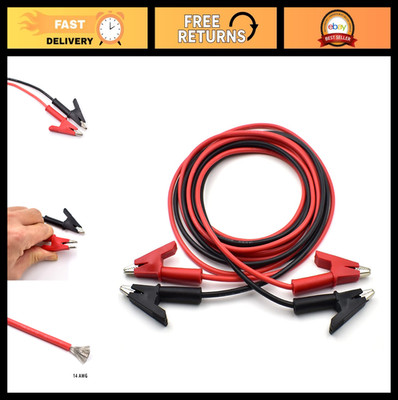 Dual Ended Crocodile Clips 10ft Test Lead Wire Cable 14AWG Insulated Copper Clam