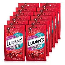 Ludens Soothing Dual Relief Throat & Cough Drops Wild Cherry Flavor 25ct 12 Pack