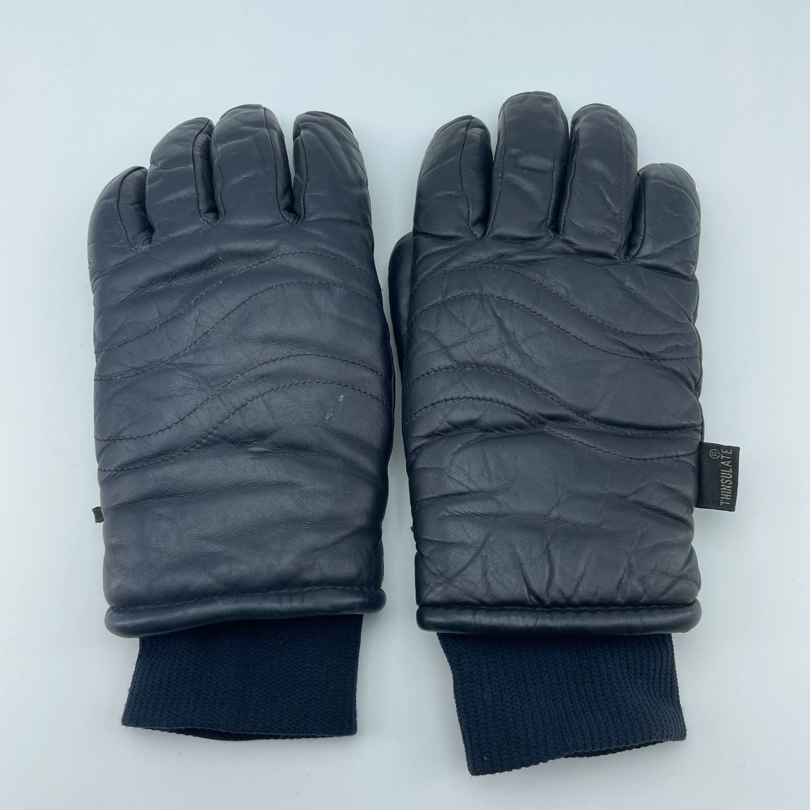 GORDINI Womens Leather Ski Gloves Black Thinsulate Insulated Vintage 9.5in