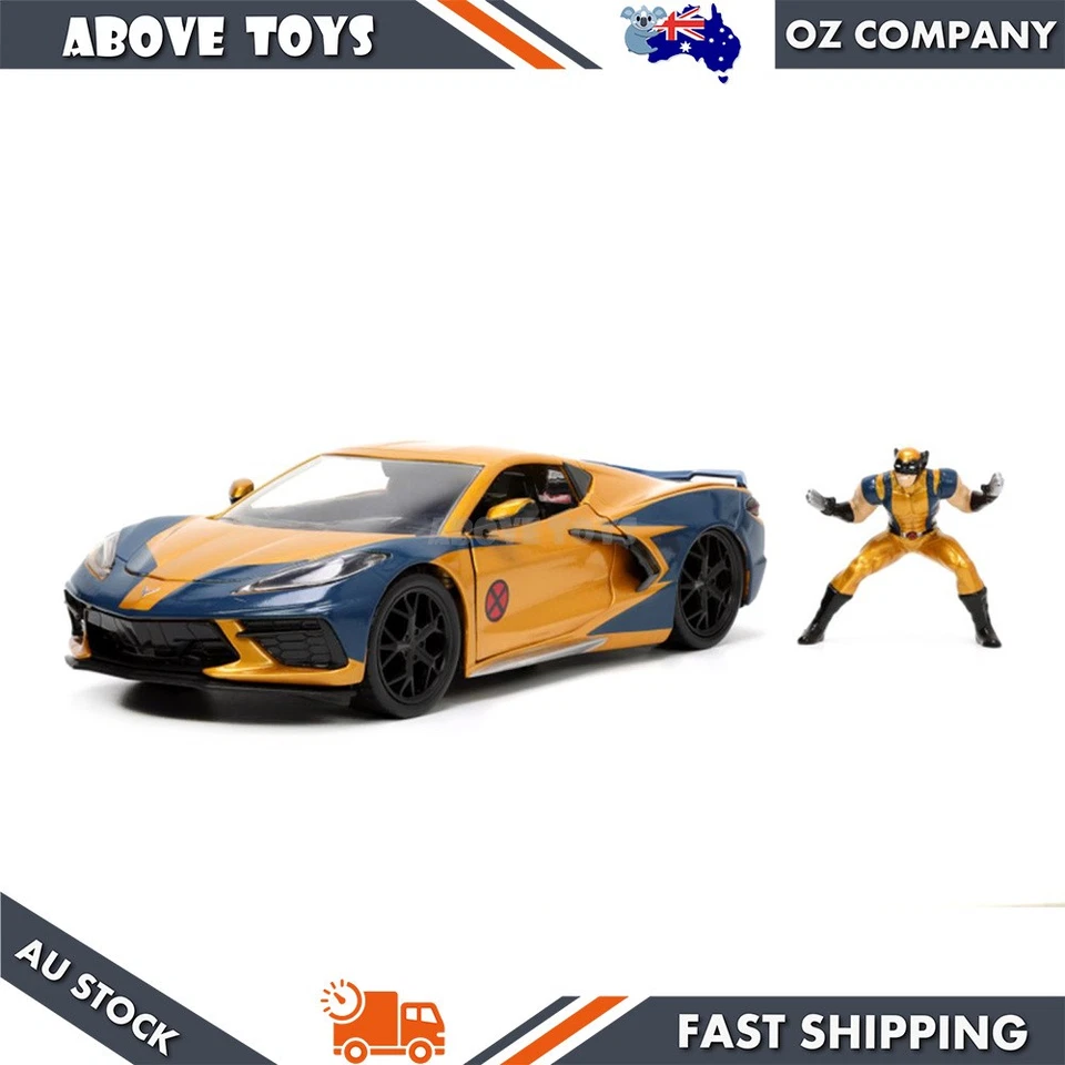 Jada 1:24 Scale Marvel X-Men Wolverine & 2020 Chevy Corvette Stingray Model - Image 3 of 4