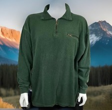 Vtg Ferruche French Terry Pullover Mens XXL Green Cotton Blend 1/4 Zip Sweater
