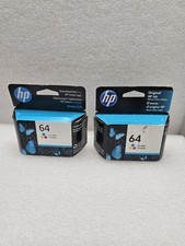 A Lot Of 2 HP 64 Tri Color Original Ink Cartridge, N9J89AN 140 * Exp 2026 & 2022