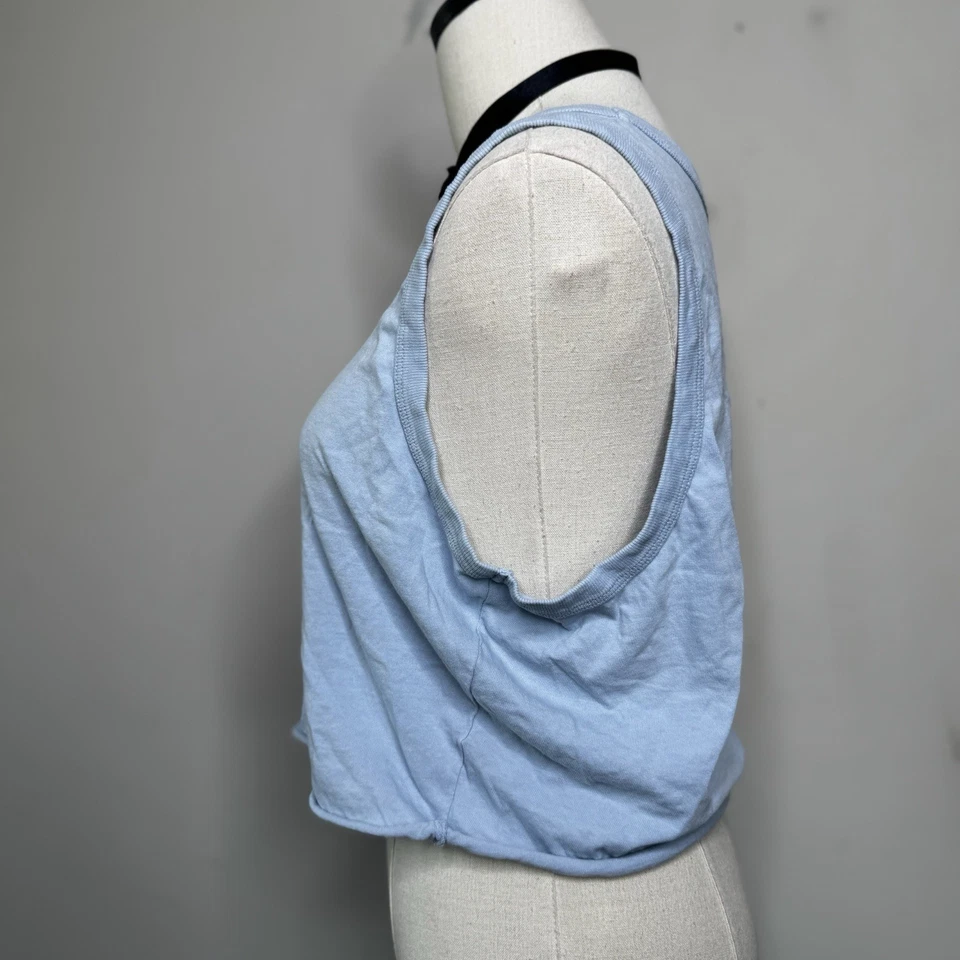 Y2K YOSEMITE Baby синий вышитый графический укороченный верхний футболка без рукавов хиппи L - Изображение 3 из 4