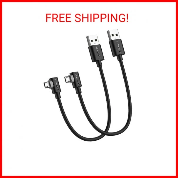 SUNGUY Micro USB Cable 1FT [2 Pack], Right Angle Micro USB Cable Fast Charging & - Image 2 of 2