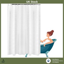 Image of Waffle Weave White Fabric Shower Curtain Weighted Washable 180x180cm