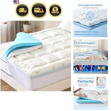 Dual Gel Memory Foam Mattress Topper, CertiPur- Certified Cooling Breathabl...