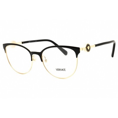Versace Women's Eyeglasses Black/Gold Metal Cat Eye Full Rim Frame 0VE1271 1433