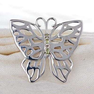 Sterling Silber Peridot Brosche Schmetterling grün