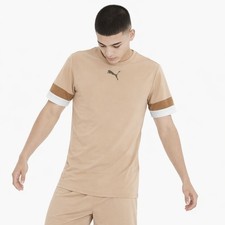 Image of PUMA Men's Tee Team Rise Jersey T-Shirt Sand Beige Sport Casual BNWT
