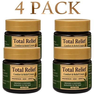 Total Relief Magnesium Cream MSM Arnica Fast Absorbing Comfort Cream - (4 pack)