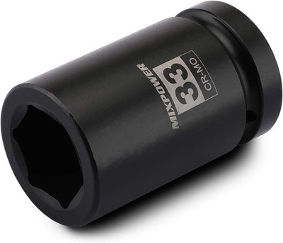 MIXPOWER 1 Inch Drive Deep Impact Socket, CR-MO, 33mm, 6 33mm (1 Piece) 