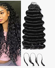 Human Crochet Hair Deep Wave 16 60 Strands 1B