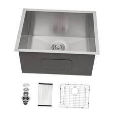 24 Inch Undermount Laundry Sink - 24 x 18 Stainless 24"x18"x12" Brushed Nickel