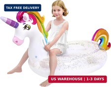 JOYIN Unicorn Pool Float Kids - Inflatable Rainbow Unicorn Floaty with Glitters