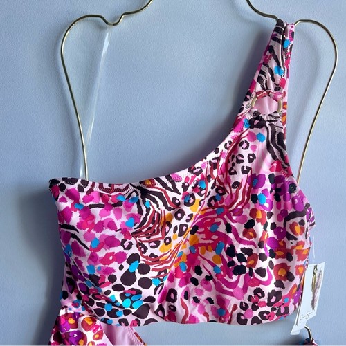 Jessica Simpson Women's Abstract-Print One-Shoulder Swimsuit Size XL - Picture 2 of 8