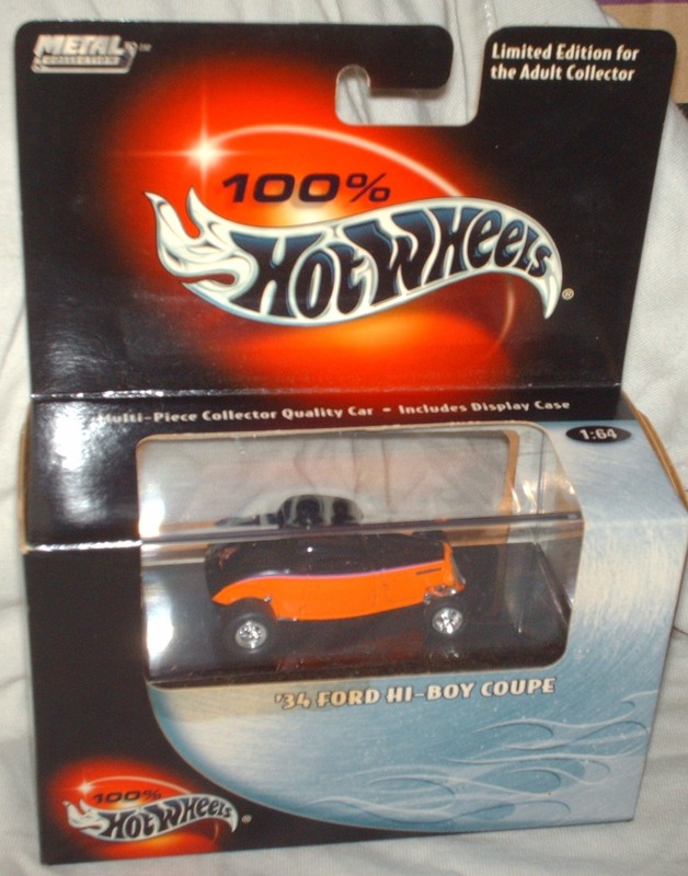 Hot Wheels 100% Black Box '34 Ford Hi-Boy Coupe orange/black,excellent box