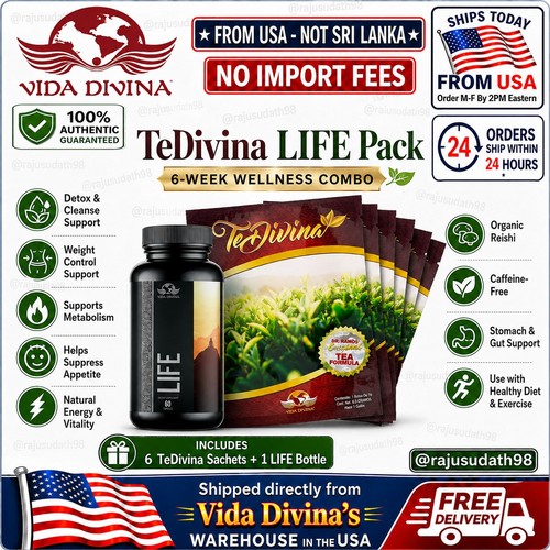 TeDívina Life Pack Herbal Tea Weight Support 6 Sachets 60 Capsules🚚From USA🚚