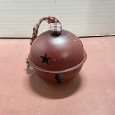 3 1/2" Primitive Christmas Burgundy Red Jingle Bell Rustic Country Farmhouse