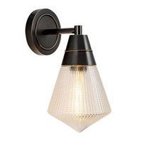 Wandlampe Wandleuchte E27 H: 29.5 Cm Klein Metall Glas In Bronze Antik Art DéCo