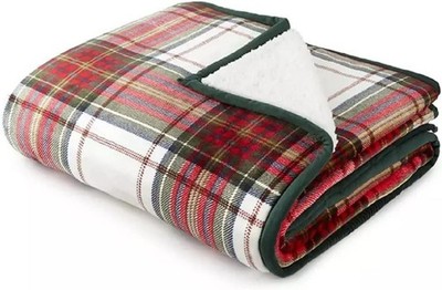 Member's Mark Velvet Plush Sherpa Reversible Plaid Throw Blanket 60x70