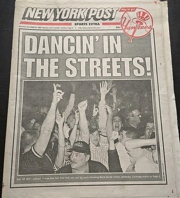New York Post Monday October 28, 1996 Yankees Championship Celebration