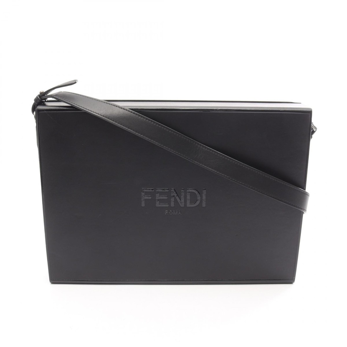 FENDI Messenger Box Crossbody Shoulder Bag 7VA523 leather Black