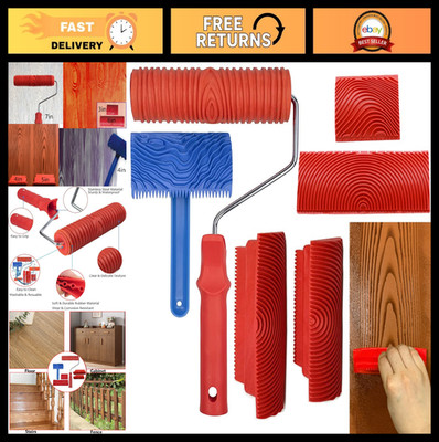 6pcs Wood Graining Tool Set - 7'' Roller & Handle for DIY Wood-Look Wall Art