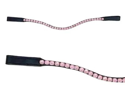 Leather Brow Band Wonderful Pink Stone Clear Crystal For Horse Bridle.