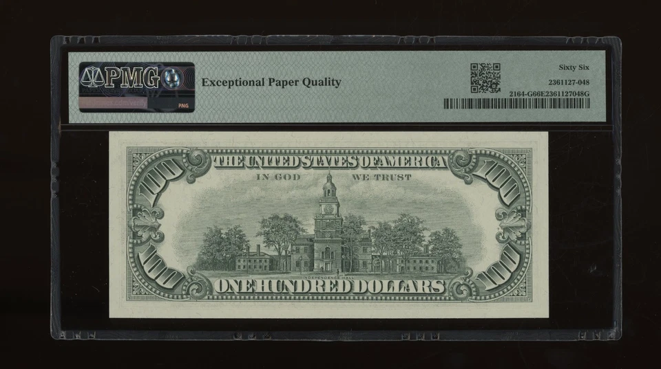 DBR 1969 $100 FRN Chicago Fr. 2164-G Gem PMG 66 EPQ Serial G05810810A - Image 2 of 2