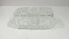 VINTAGE ANCHOR HOCKING EAPC STAR OF DAVID GLASS BUTTER DISH WITH LID
