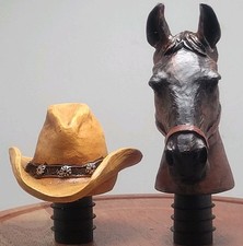 Horse Head And Western Hat Bottle Stoppers Wine Liquor Barware Landman