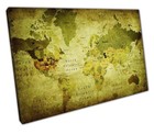 Vintage Green World Map Canvas Print - Retro Wall Art for Home, Office, Travel