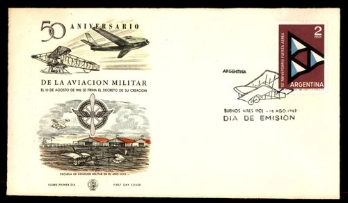 Mayfairstamps Argentina FDC 1960s 50th anniversary of military aviation First Da
