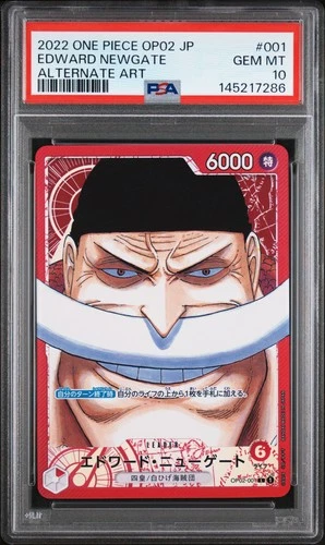 2022 ONE PIECE JPN OP02-PARAMOUNT WAR ALTERNATE ART #001 EDWARD NEWGATE PSA 10