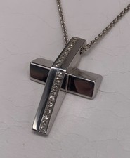 GIROCOLLO RECARLO  CROCE MINIMAL LINE FACE CUBE 18kt 750°/oo 9.5GR ORO BIANCO