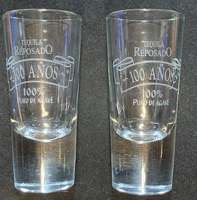 Pair Of 100 Anos Tequila Reposado / Anos Glasses / 100% Puro Agave/ 4 oz