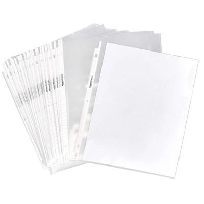 Amazon Basics Sheet Protectors 3 Ring Binder Clear Plastic Sleeves 8.5x11'100PCs