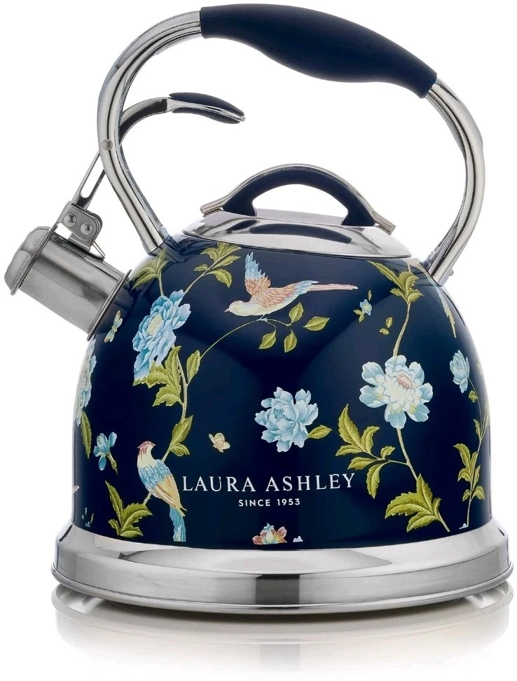 Laura Ashley Elveden Navy Floral Whistling Tea Kettle 2.5L
