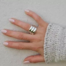 Chunky Large Dome Ring 925 Sterling Silver Ring Thick Wide Band Statement Ring