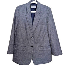 Everlane Oversized Button Gray Herringbone Wool Blend Blazer Sz 14