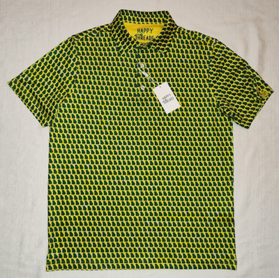 NEW Happy Threads Georgia State Pattern Augusta Golf Polo Shirt Yellow Green L