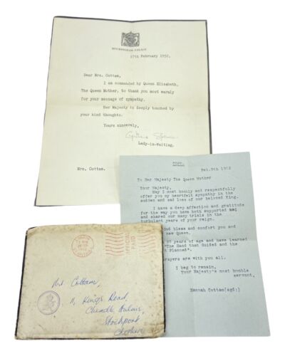Vintage trauernde Trauerkarte & Korrespondenz aus dem Buckingham Palace 1952 - Bild 1 von 20