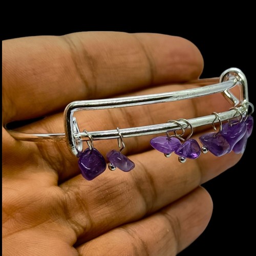 Bracciale Boho Ametista Regolabile Guarigione Fatto a Mano Febbraio Pietra Nascita Regalo - Foto 5 di 8
