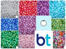 BeadTin Transparent AB 8mm Round Plastic Craft Beads (150pcs) - Color Choice