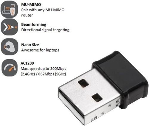Dual-Band AC1200 Nano Wi-Fi USB Adapter - Efficient Connectivity for All Devices - Picture 4 of 8