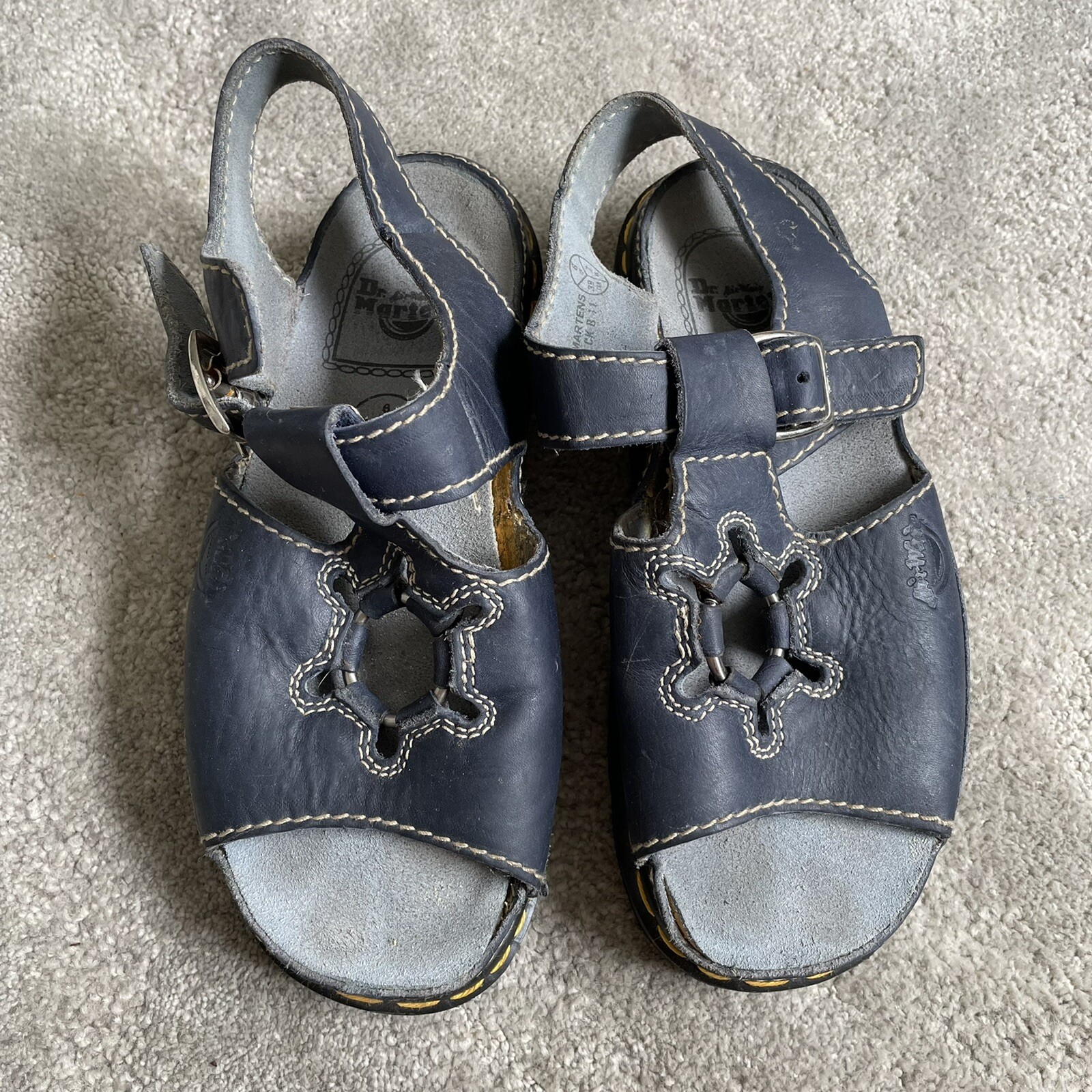 Dr. Marten Blue Vintage Chunky Leather O Ring Flower Star Sandals Unisex EU  39 | eBay