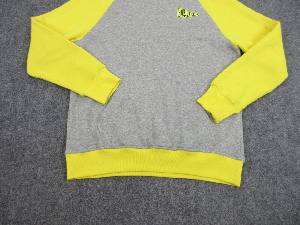 Suéter Hurley Para Hombres Adultos Mediano Amarillo Gris Logo Exterior Sudadera con Capucha Foto 3 de 4